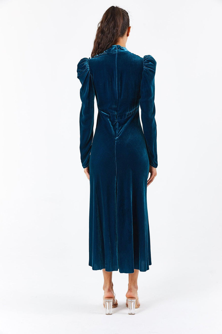 Aisha Silk Velvet Dress - Mergim