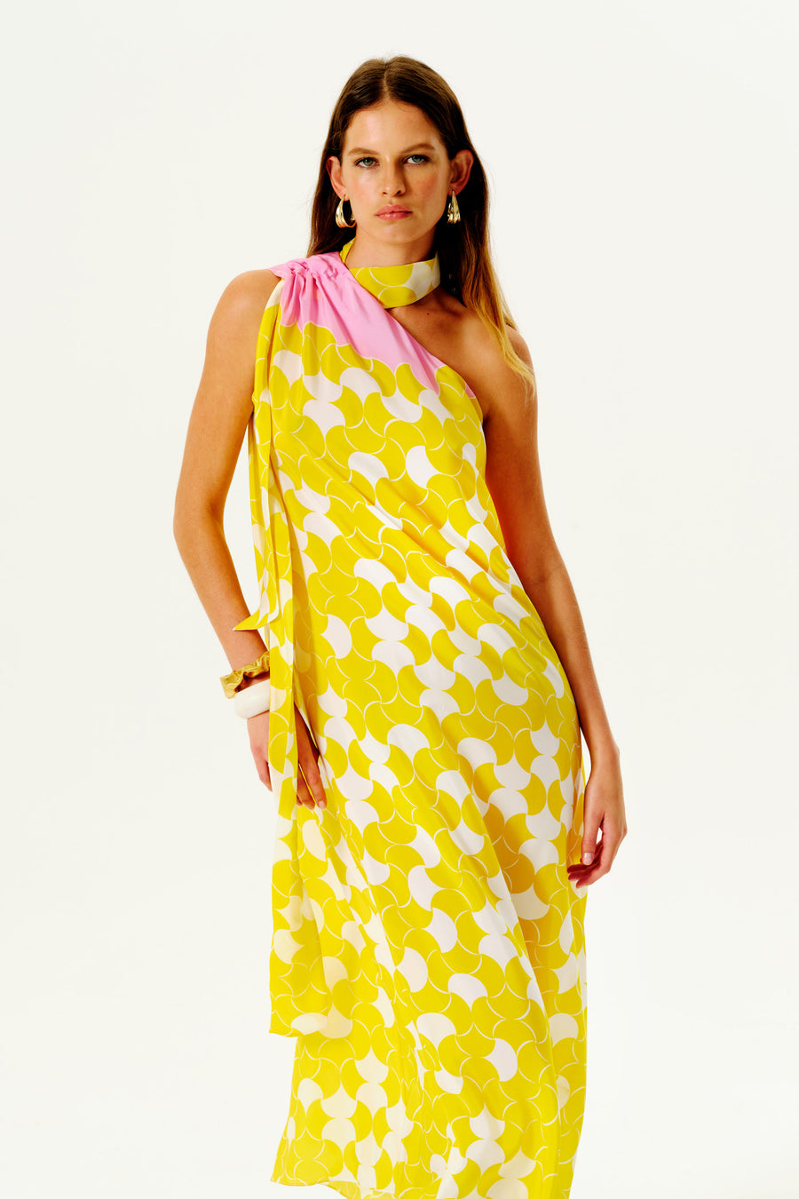 Jeannette Silk Dress | Yellow & Pink