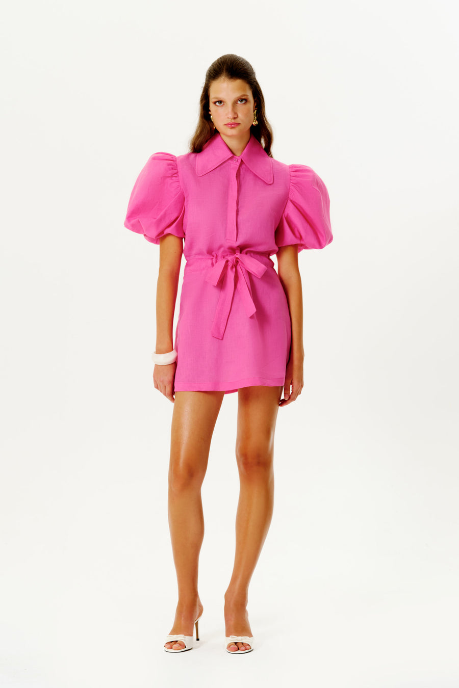 Franca Puff Sleeved Dress | Fuschia