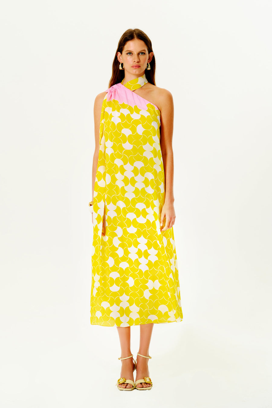 Jeannette Silk Dress | Yellow & Pink