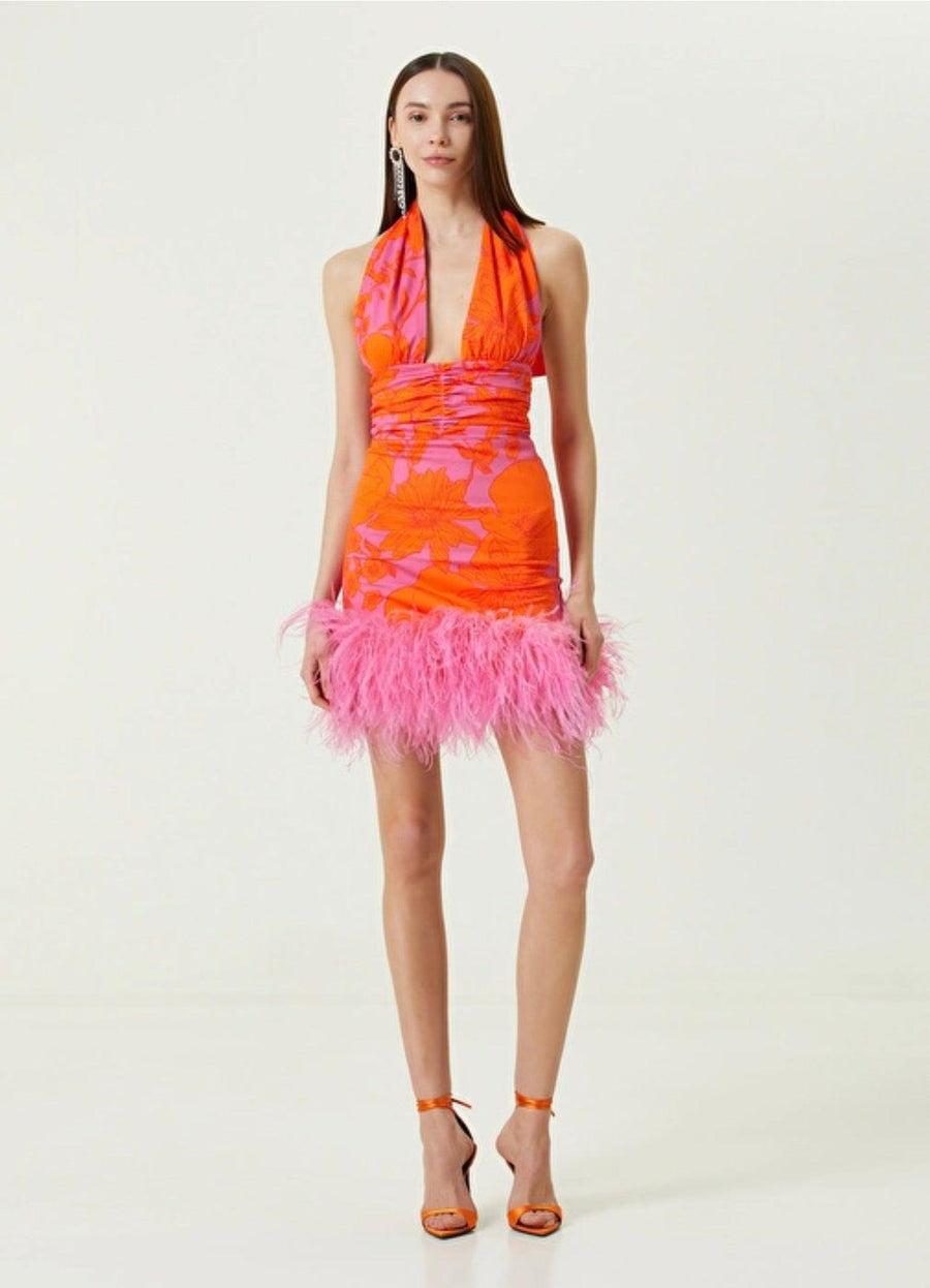 Naima Mini Dress | Fuschia & Orange - Mergim