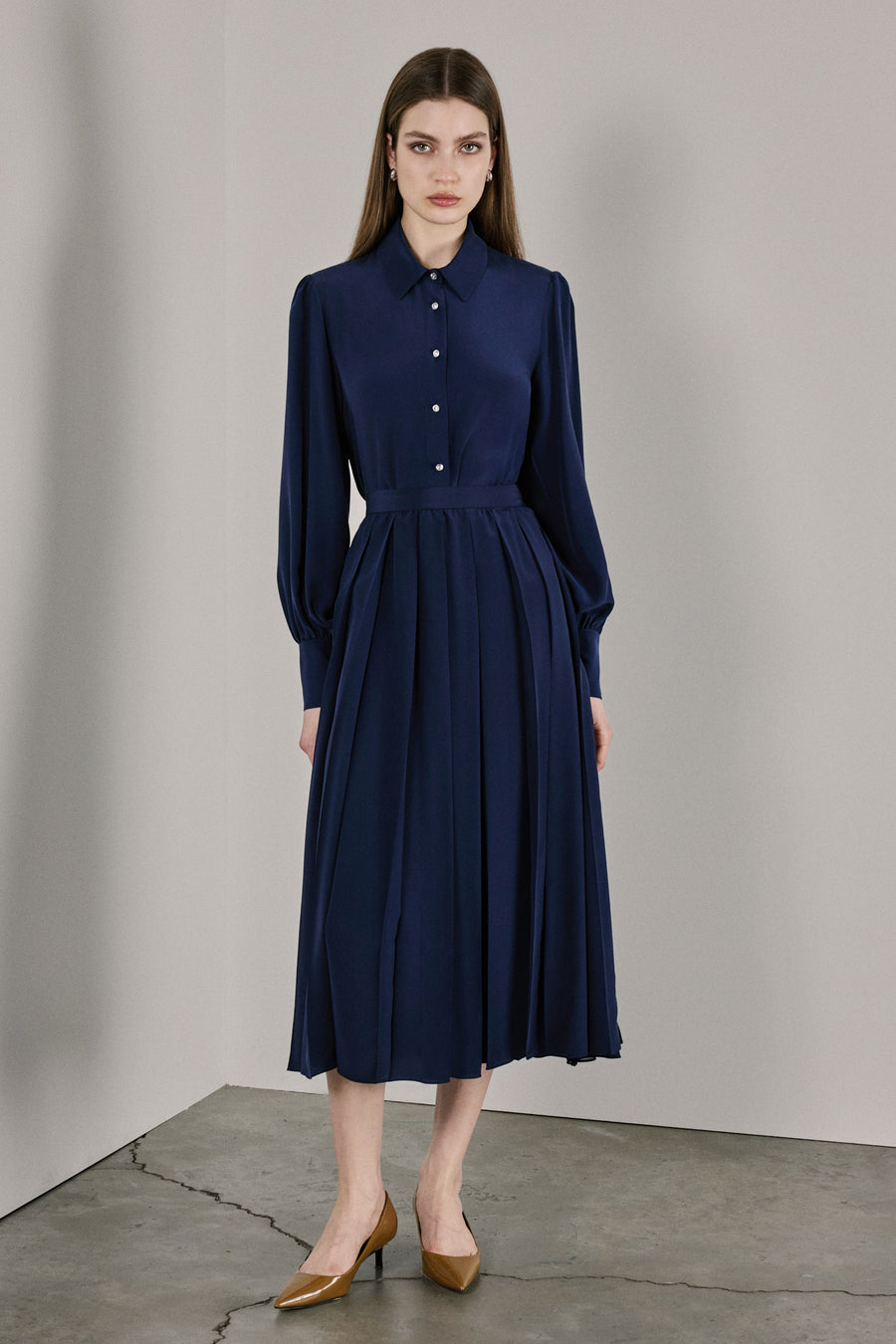 Luna Silk Skirt | Navy