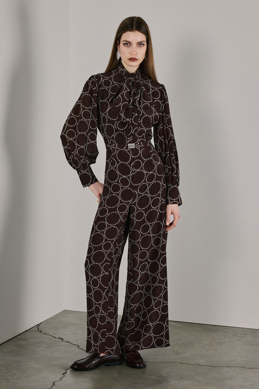 Ada Silk Jumpsuit | Brown