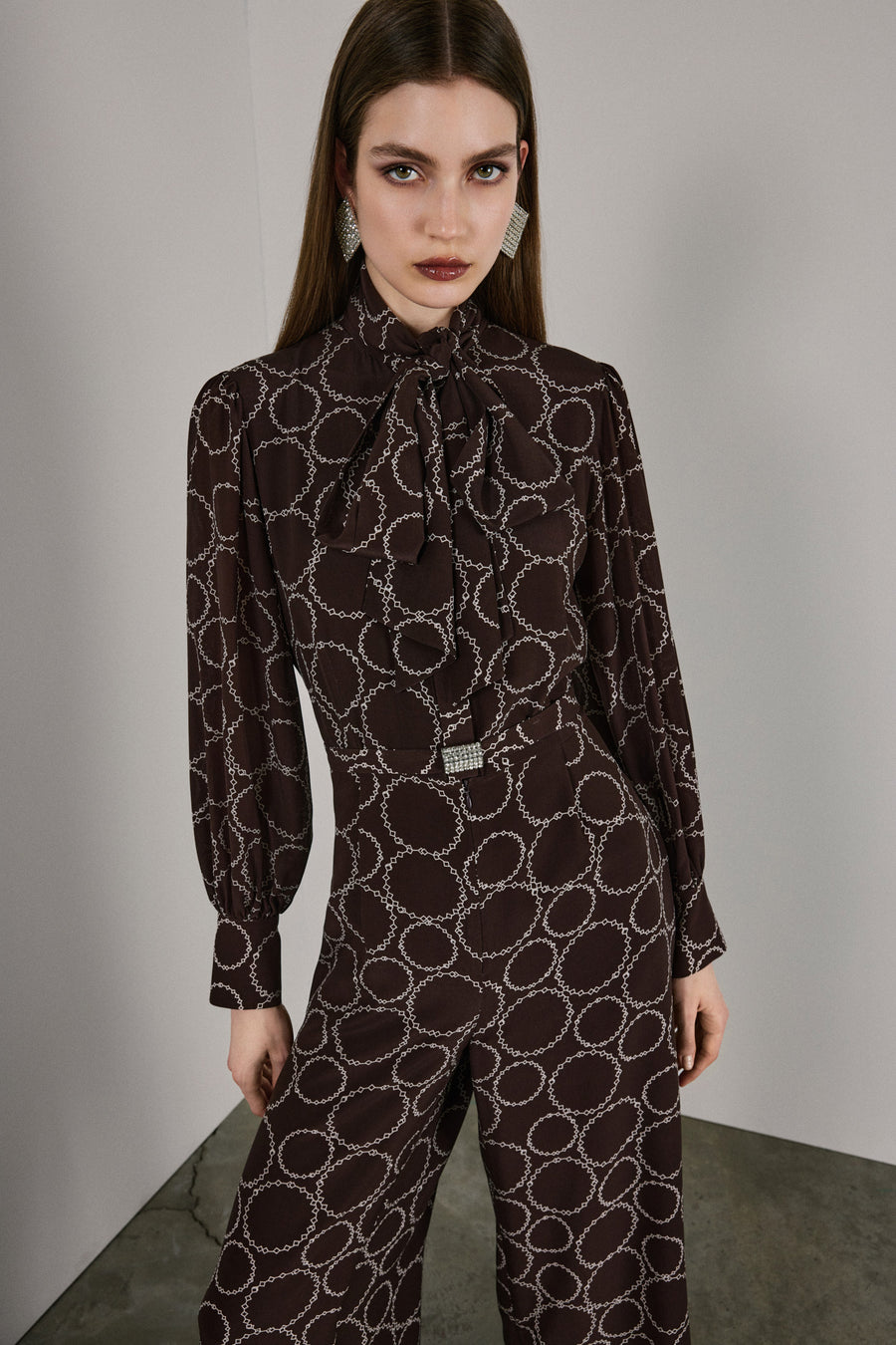 Ada Silk Jumpsuit | Brown