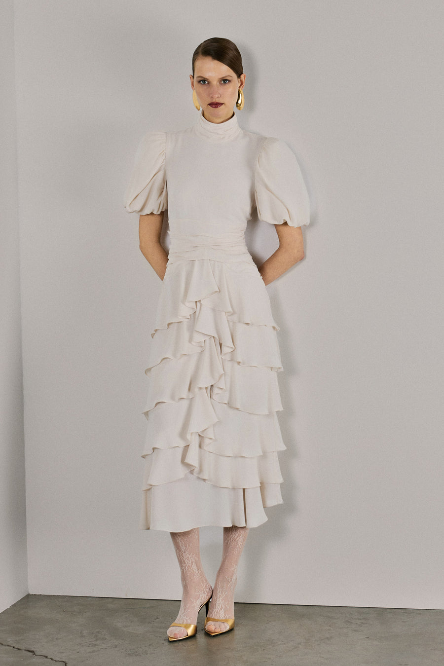 Faye Puff Sleeved Maxi Dress Cream