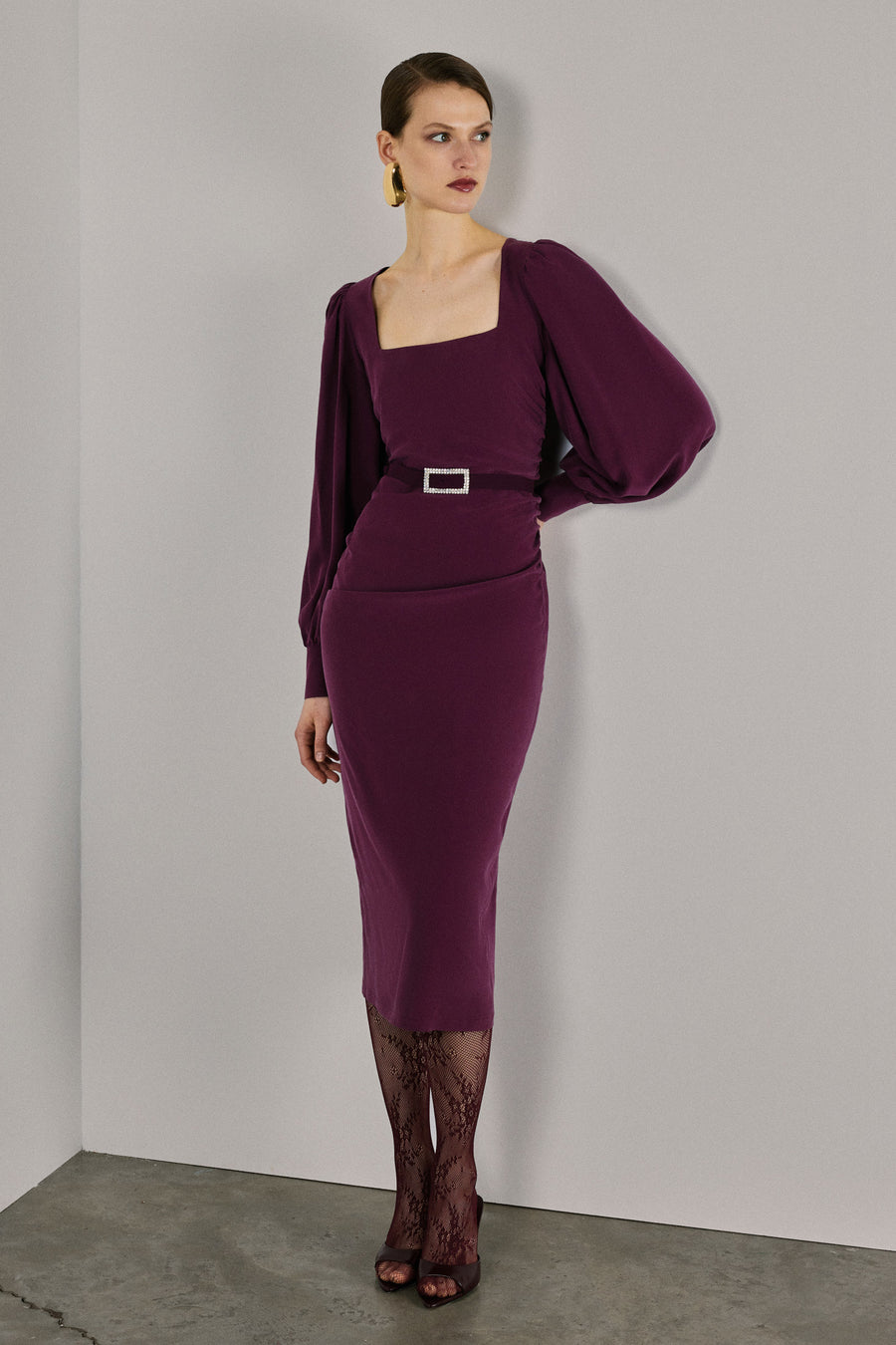 Anabel Silk Dress | Burgundy