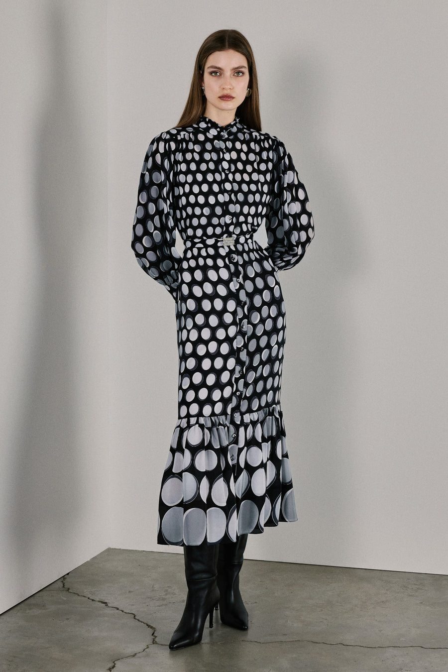 Jasmine Silk Dress | Black & White