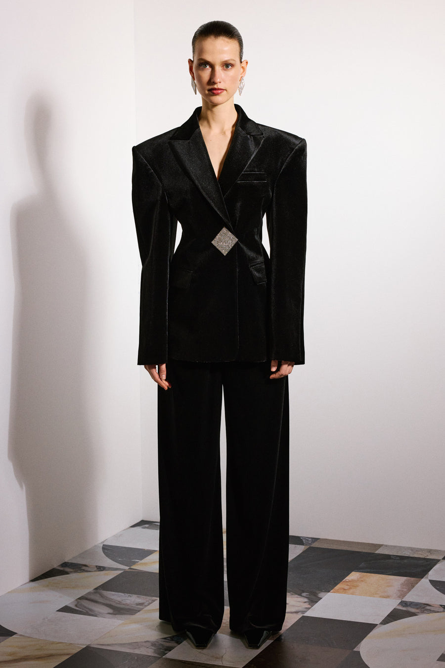 Solene Velvet Tailored Pants Black