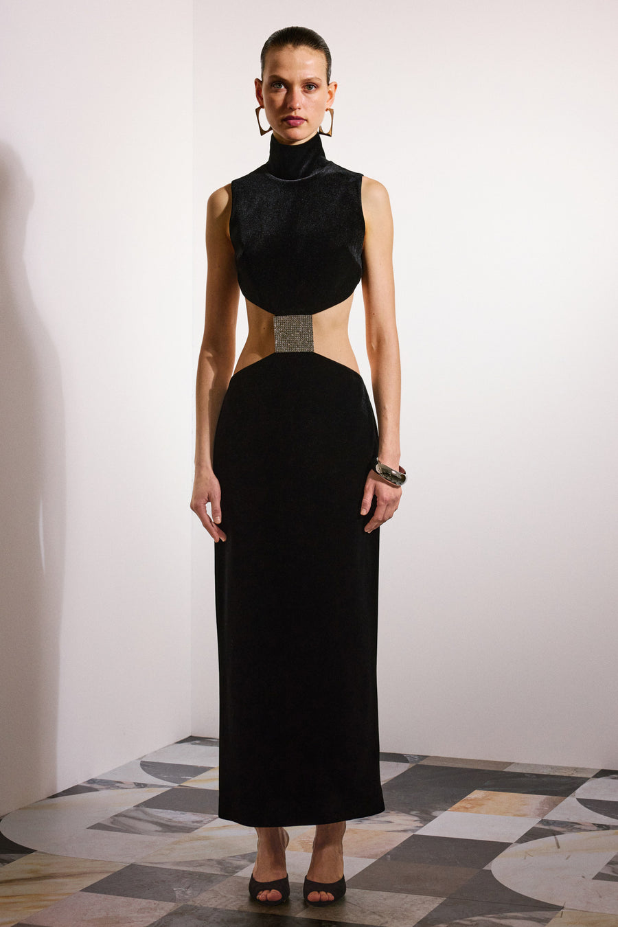 Calita Cut Out Velvet Dress | Black