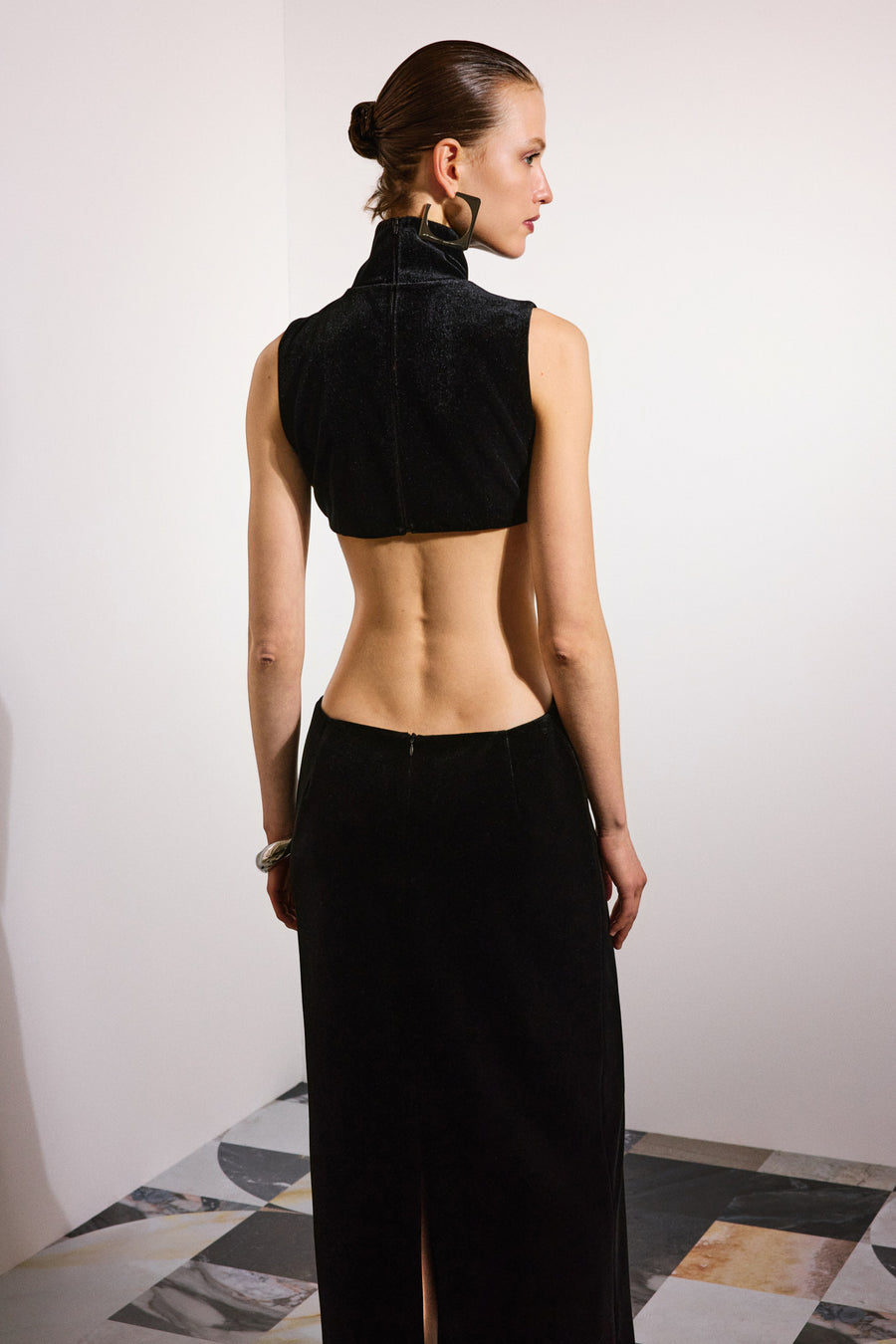 Calita Cut Out Velvet Dress | Black