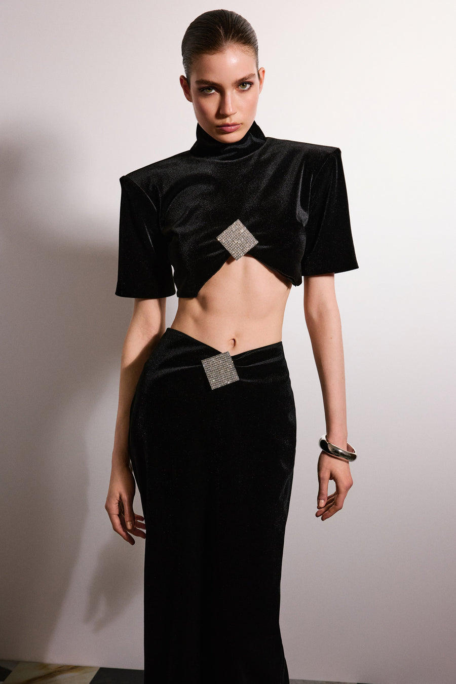 Calita Velvet Maxi Skirt | Black