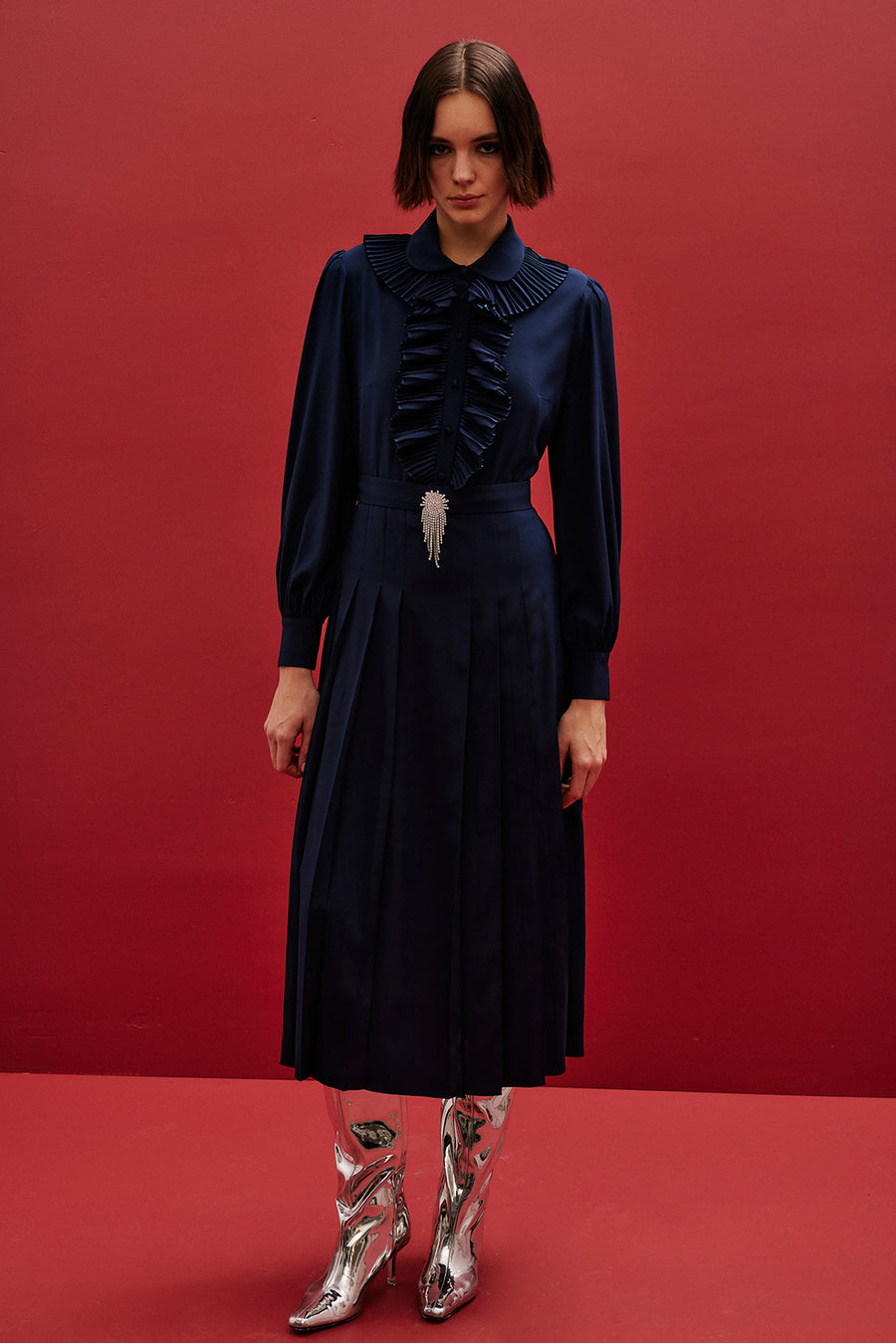 Rosa Silk Maxi Dress | Navy