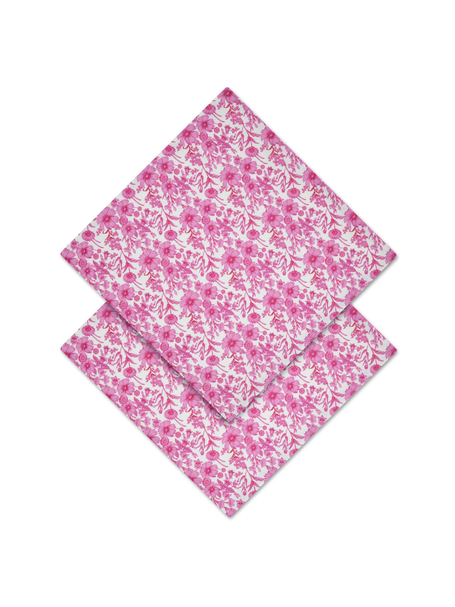 Mergim x Hommdays Dinner Napkins Set of 2 Pink Blooms in Linen - Mergim