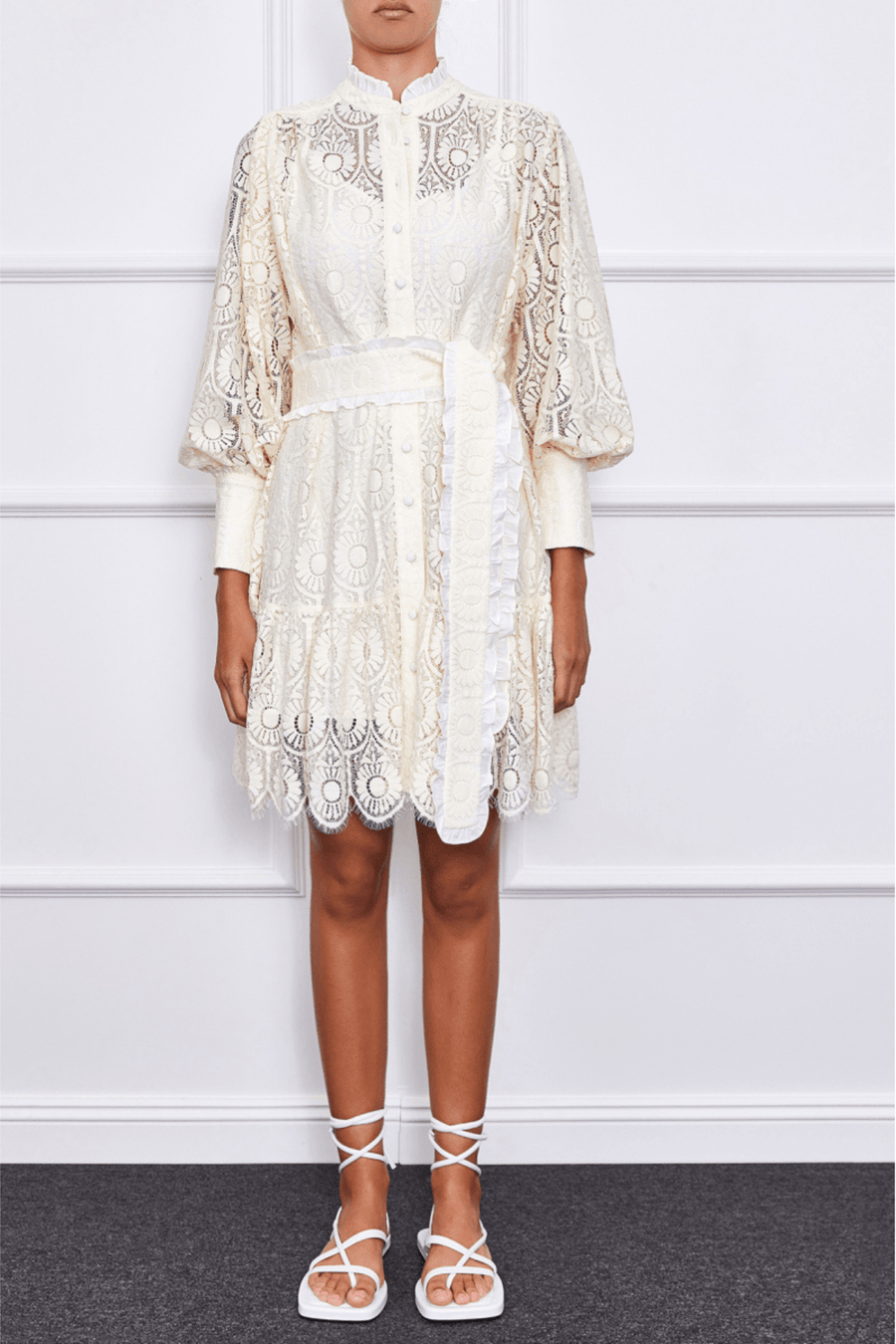 Jasmine Mini Dress (Off-White) - Mergim