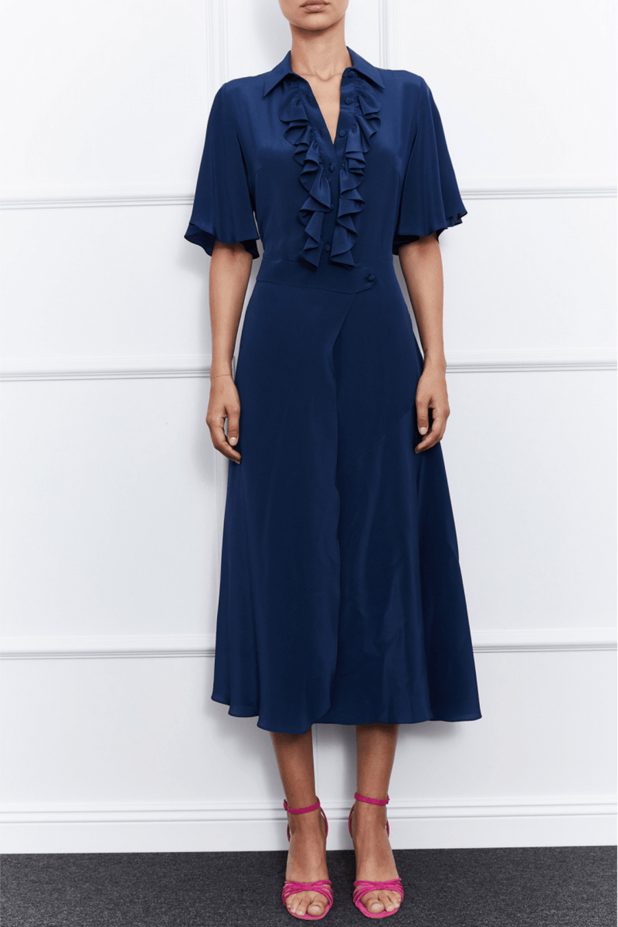 Julie Silk Dress | Navy Blue - Mergim