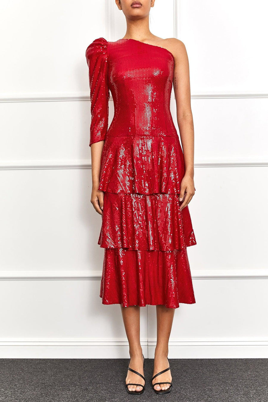 Primrose One shoulder Dress | Red - Mergim