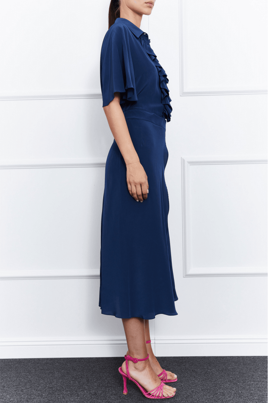 Julie Silk Dress | Navy Blue - Mergim