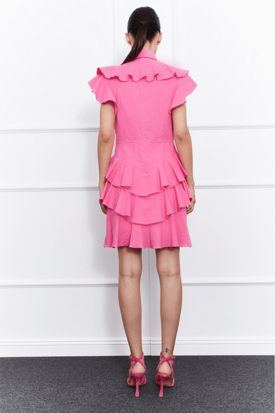 Chloe Mini Cotton Dress (Pink) - Mergim