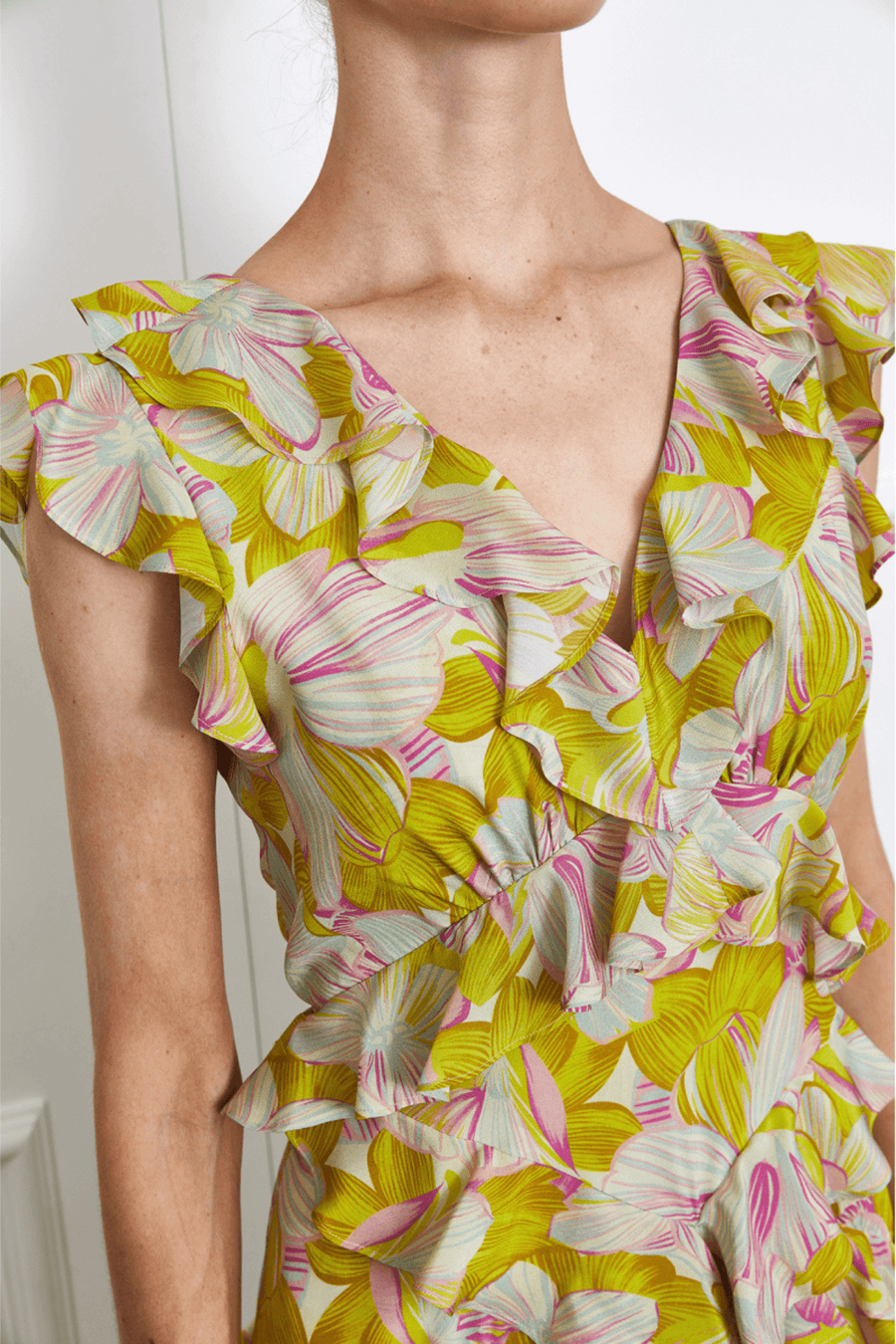 Bianca Silk Dress (Yellow/Pink)