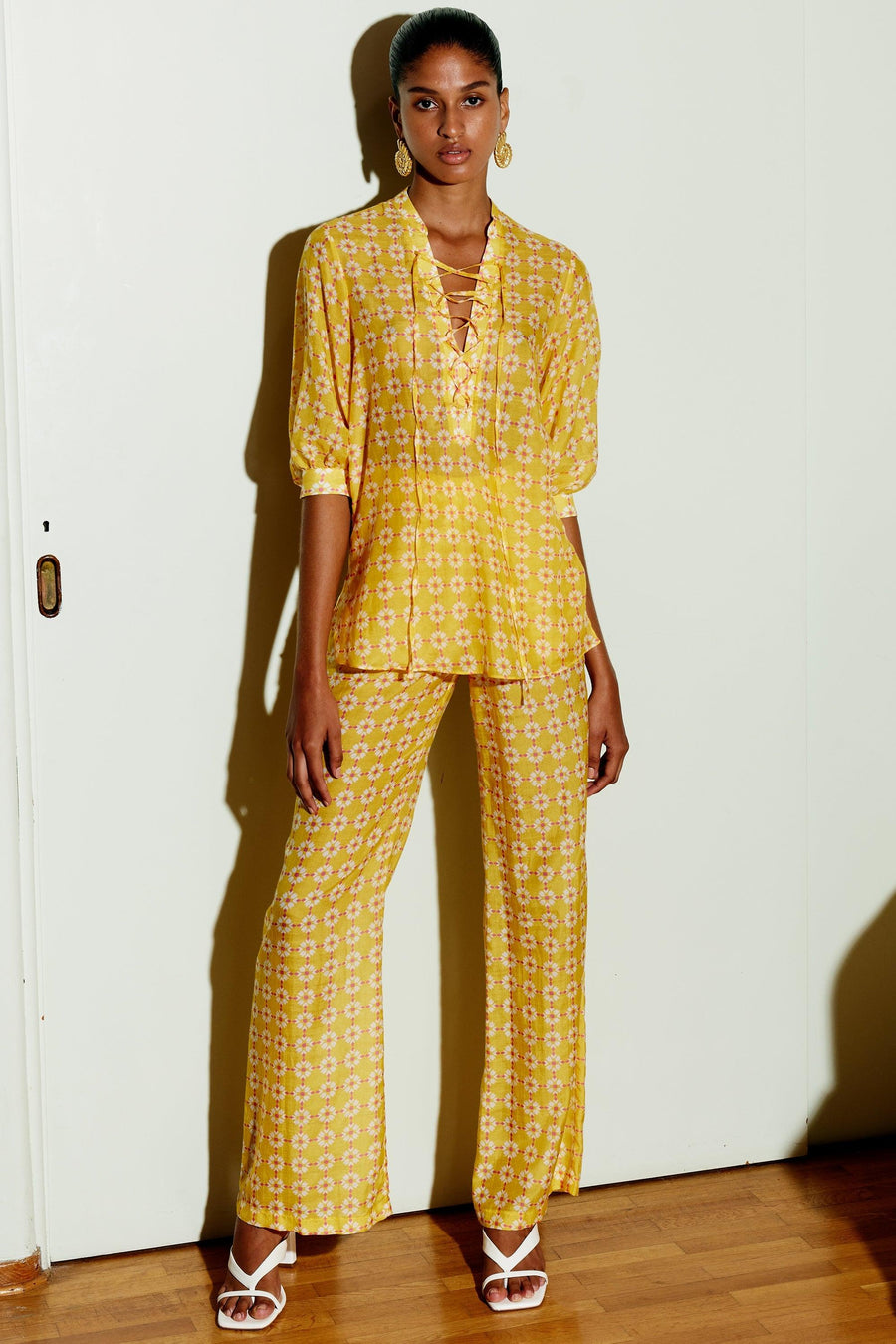 Amelia Silk Cotton Shirt | Light Yellow - Mergim