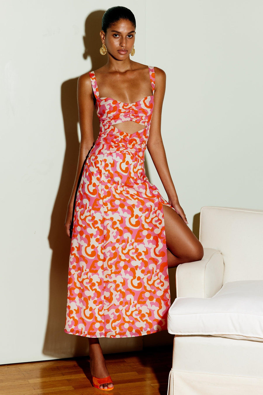 Gloria silk Dress | Pink & Orange - Mergim