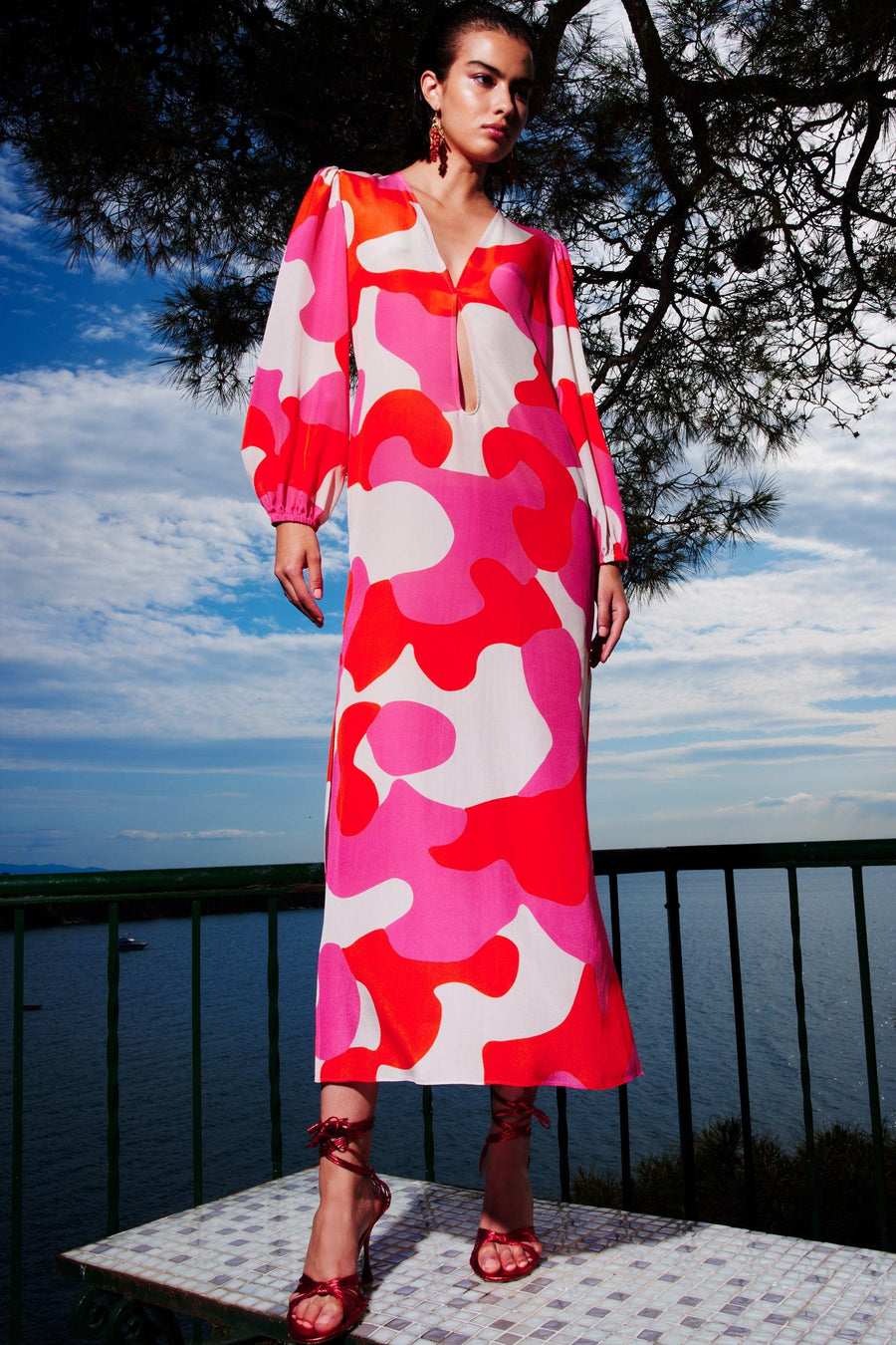 Agatha Silk Dress | Pink & Orange - Mergim