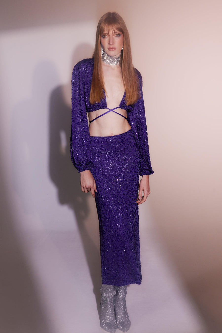 Kira Crystal Skirt | Purple - Mergim