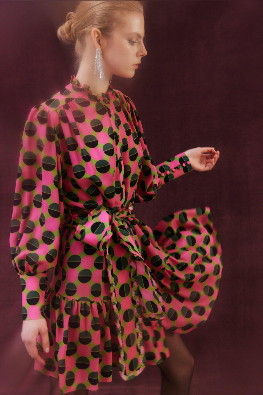Jasmine Silk Dress | Khaki & Pink