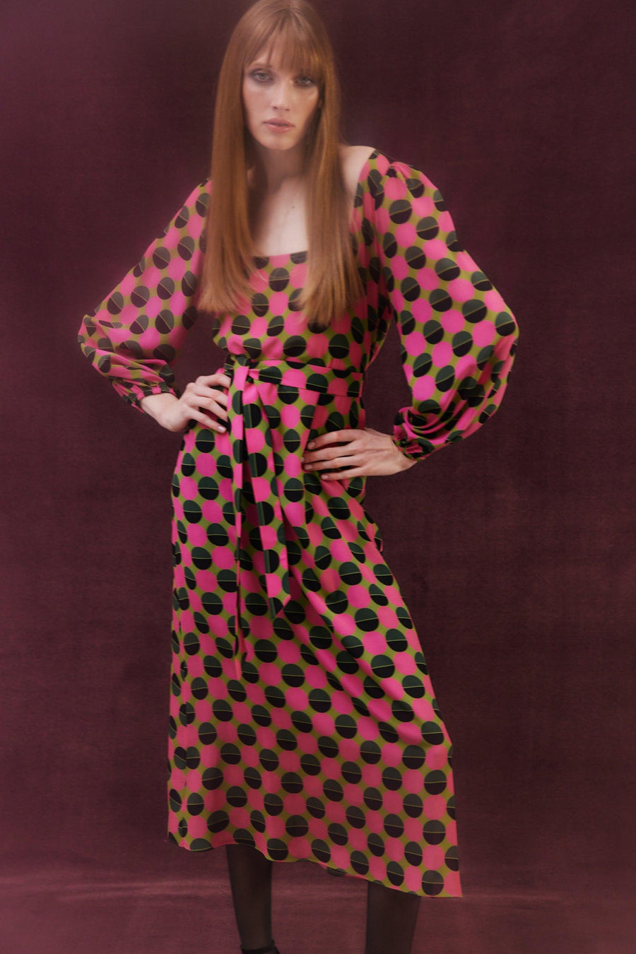Mirella Silk Dress | Khaki - Mergim