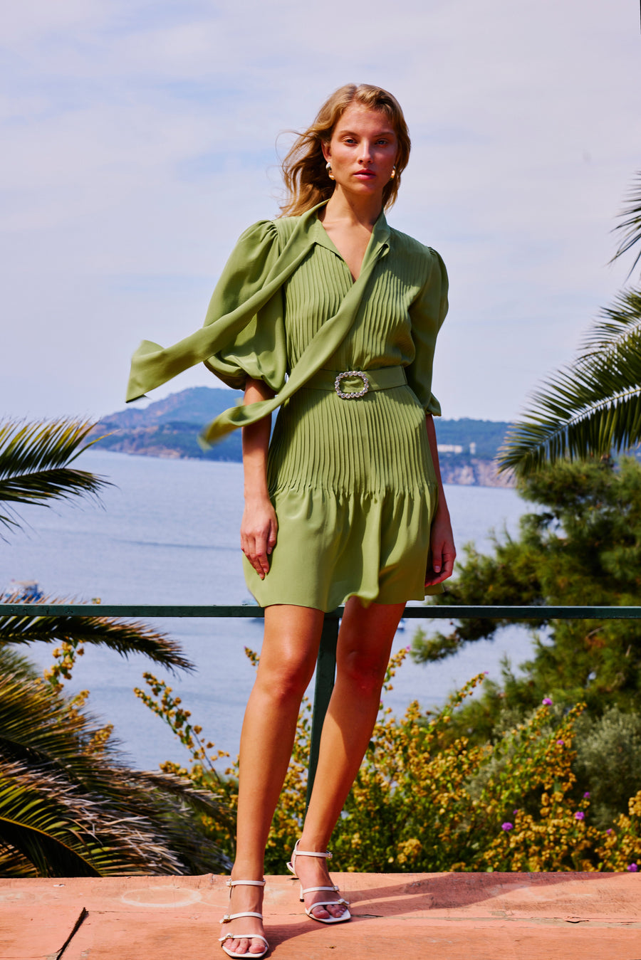 Kendall Mini Silk Dress | Green