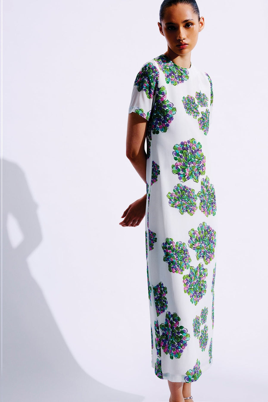 Paola Maxi Silk Dress | Violet & Green