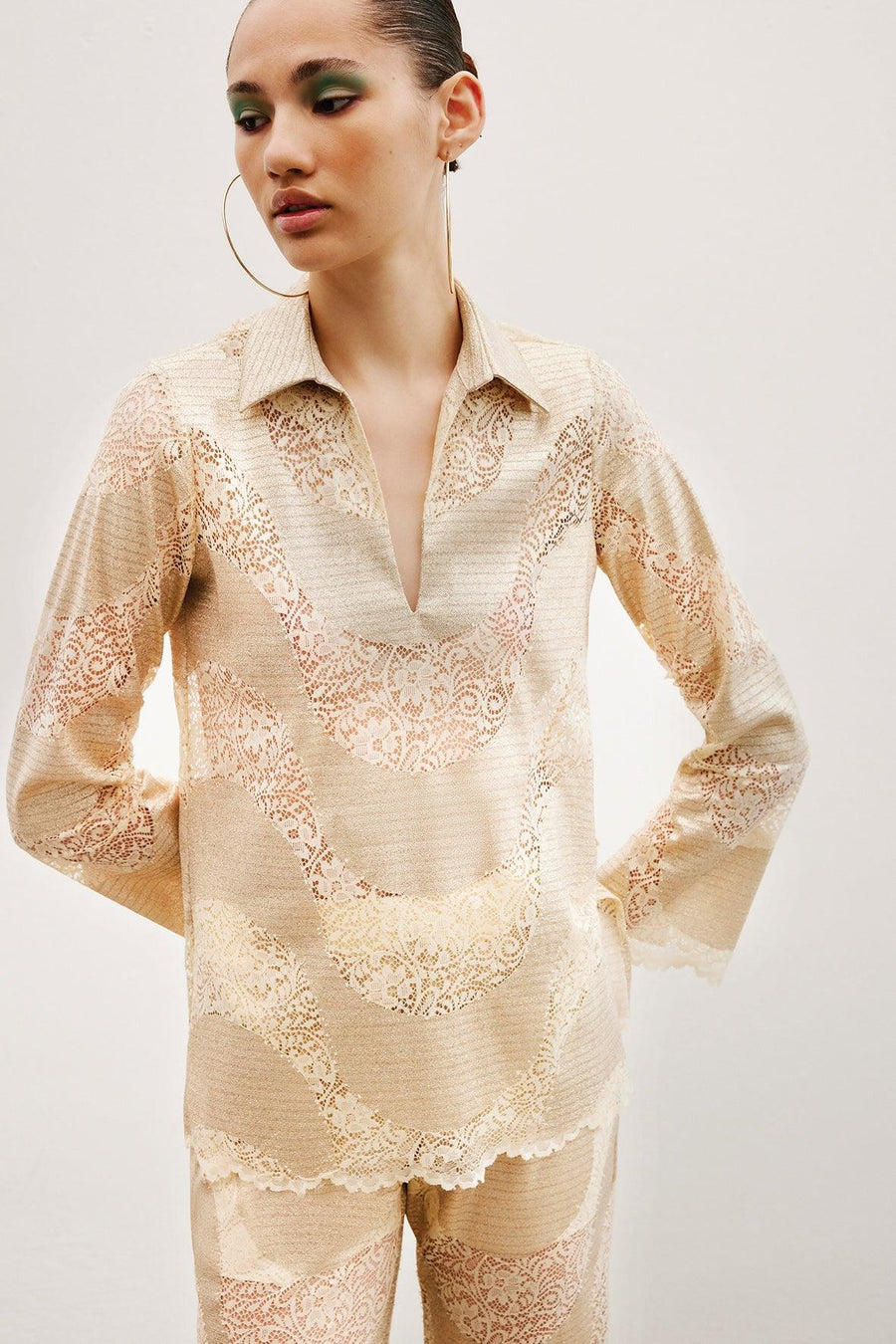 Amelia Lace Shirt | Gold