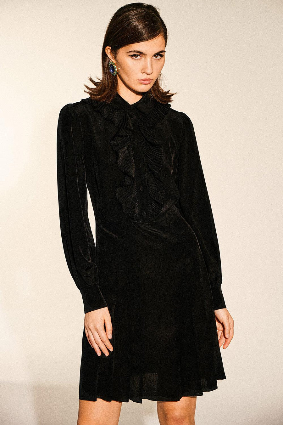 Rosa Silk Dress | Midnight Black - Mergim