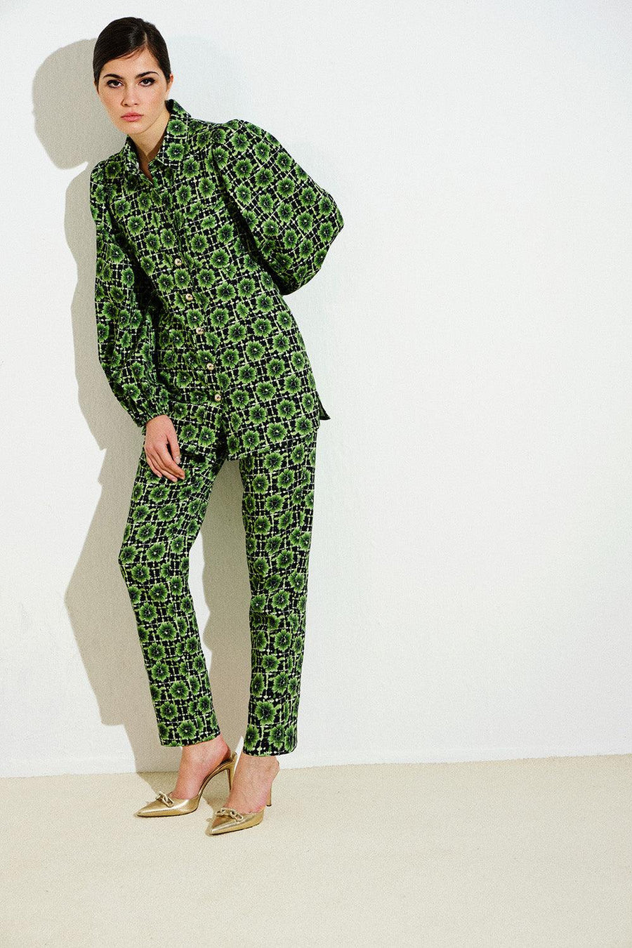 Giuletta Pants | Green Floral-Dyed - Mergim